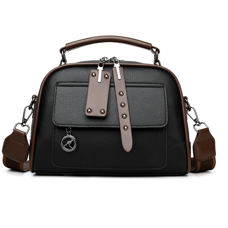 Women's Soft Leather Shoulder Bag – Large Capacity Three-Layer Crossbody Tote Handbag