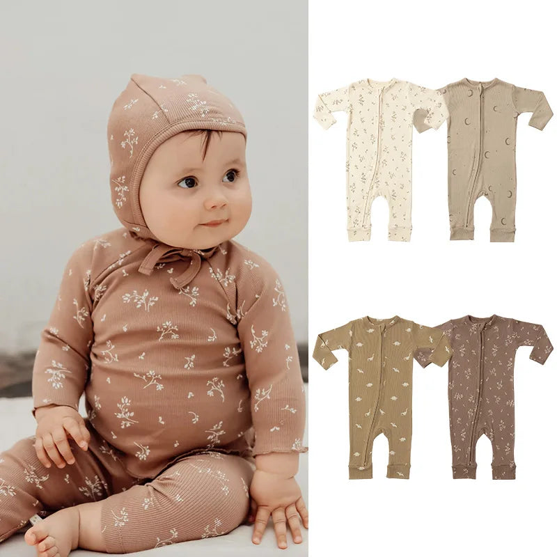 New Fashion Spring Autumn Baby Clothing Jumpsuits Zipper Pajamas Long Sleeve 0-24M Newborn Boy Girl Cotton Romper Infant Clothes