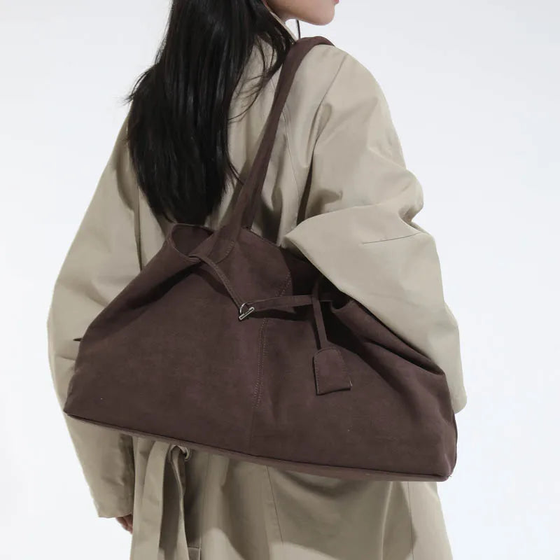 Women's Suede Tote Bag – Simple Large-Capacity Designer Shoulder Handbag