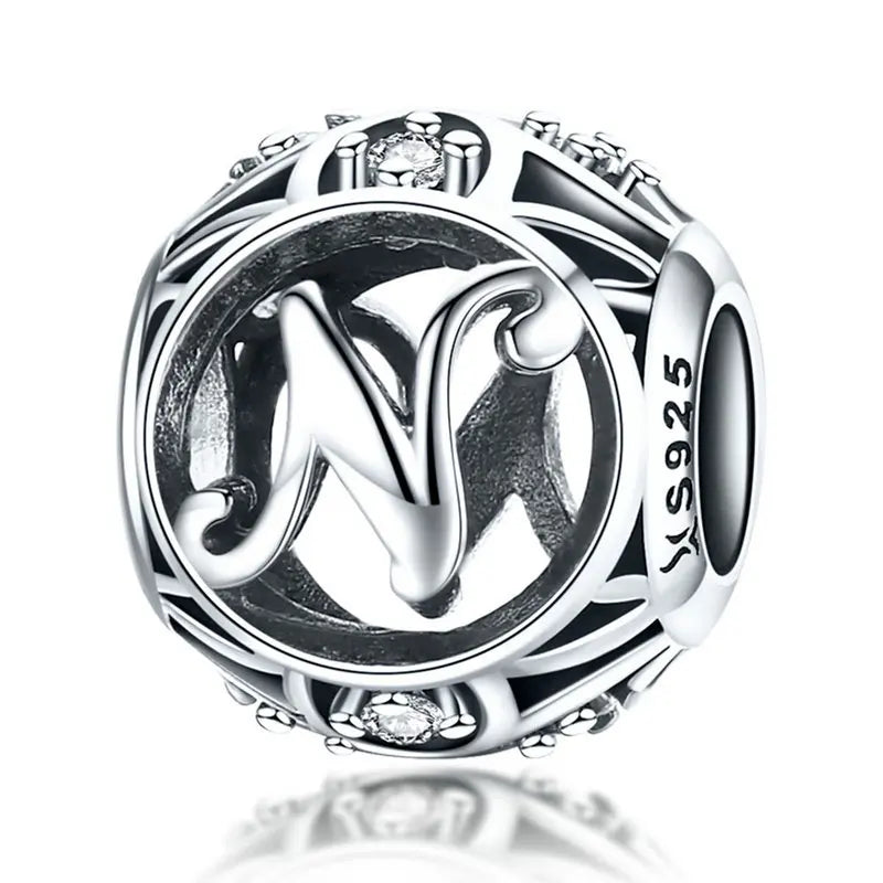 925 Sterling Silver Alphabet Charms A–Z – Letter Beads for DIY Bracelets