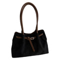 Women's Vintage Suede Tote Bag – Large-Capacity Slouchy Shoulder Handbag with Buckle Strap