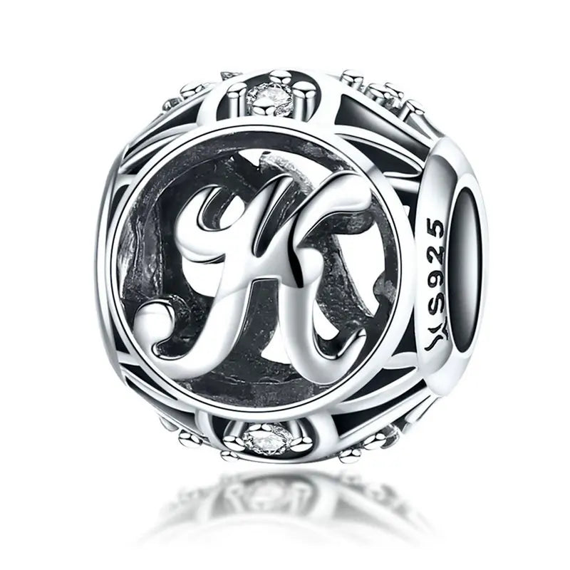 925 Sterling Silver Alphabet Charms A–Z – Letter Beads for DIY Bracelets