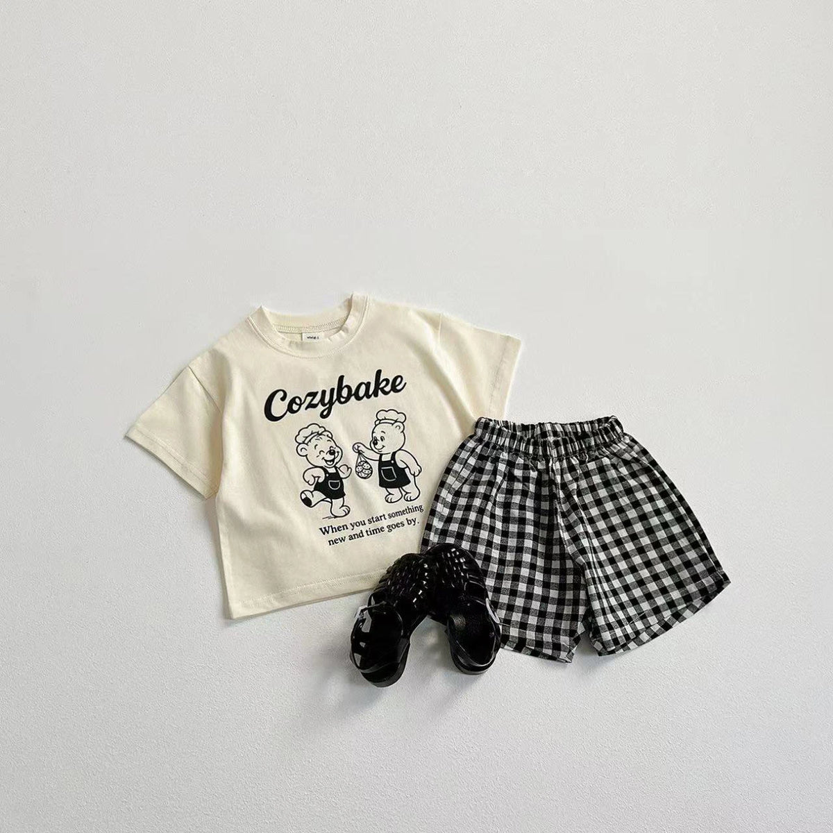New Summer Clothing Short Sleeve Suit Print Cartoon T-shirt + Shorts Kids Two Piece Set Children's Clothes Casual Tracksuit
