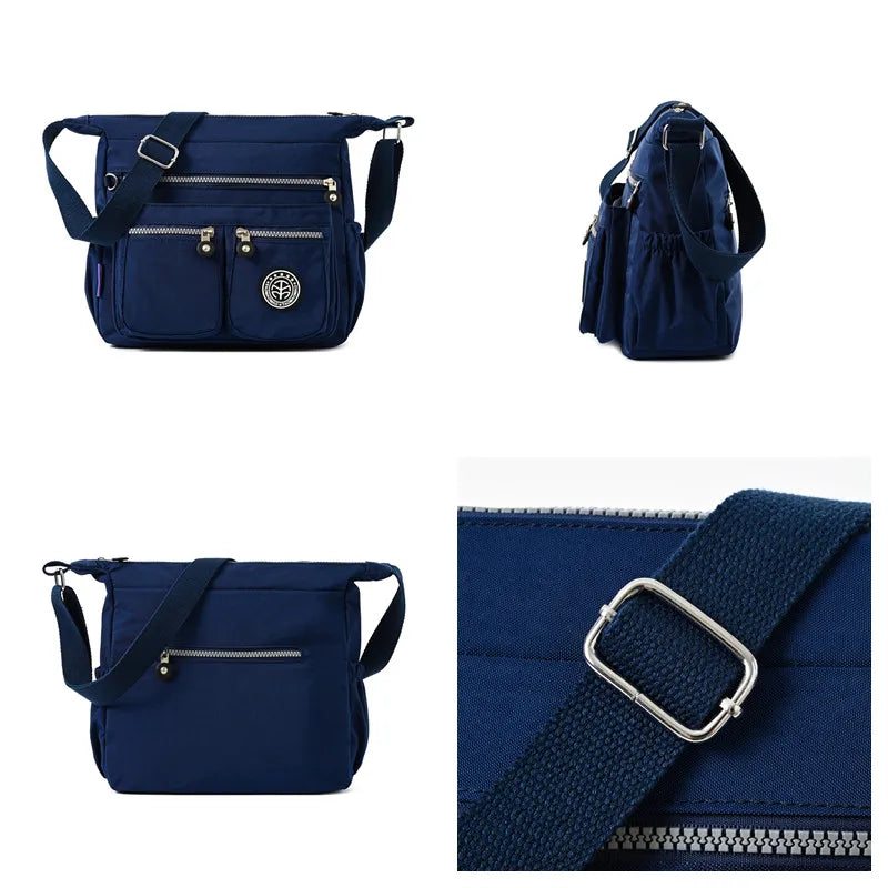 Women's Nylon Shoulder Bag – Lightweight Zipper Crossbody Bag for Everyday and Beach Use