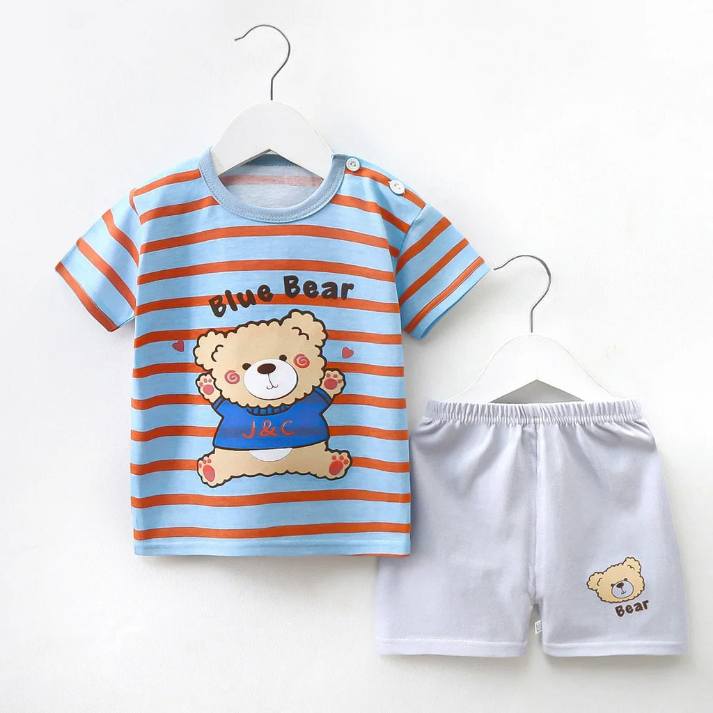 Summer Children Clothes Suit Kid T-shirt Baby Boy Girl Vest Clothing Set 2 Pieces Cotton Baby Shirt Shorts Baby Clothing Sets