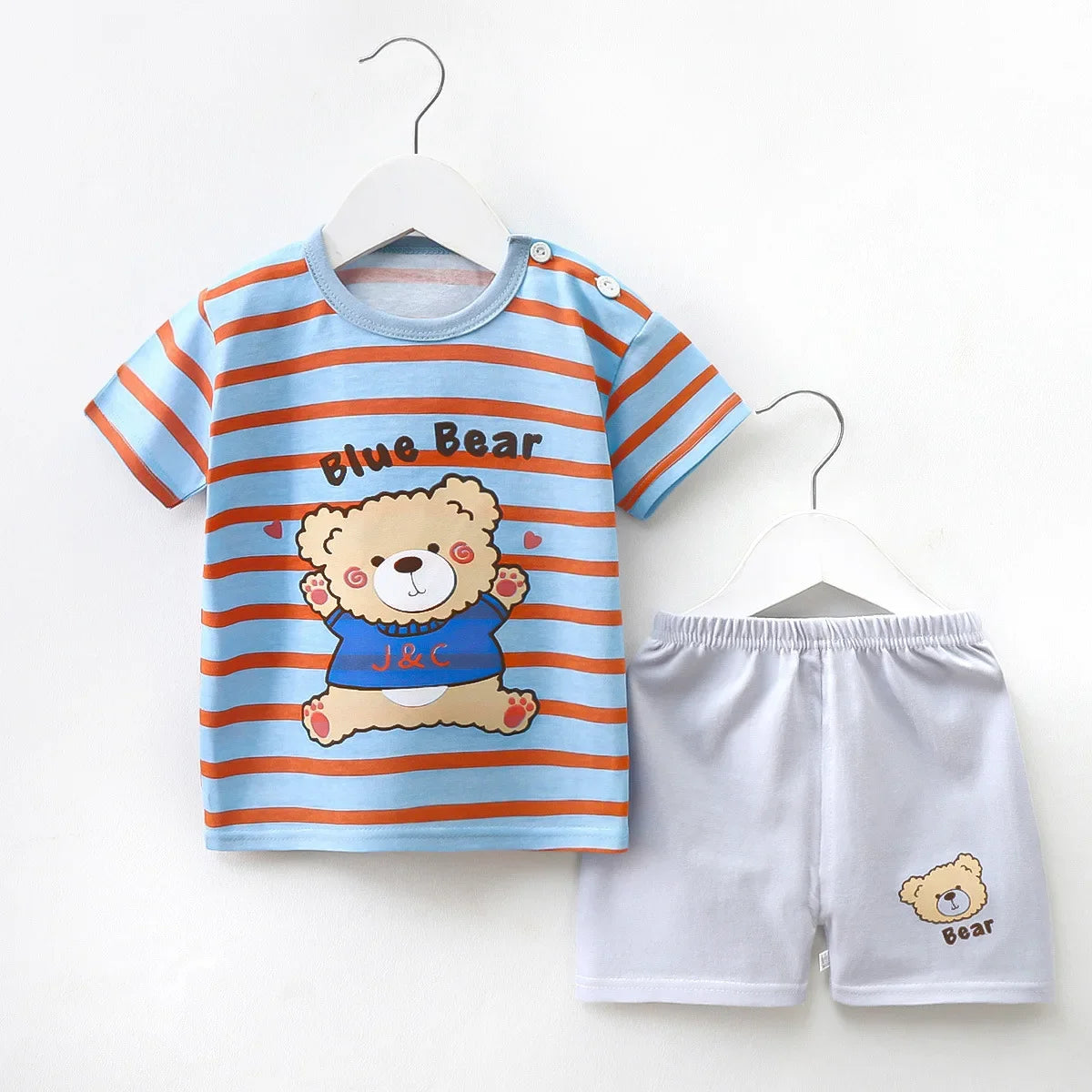 Summer Children Clothes Suit Kid T-shirt Baby Boy Girl Vest Clothing Set 2 Pieces Cotton Baby Shirt Shorts Baby Clothing Sets