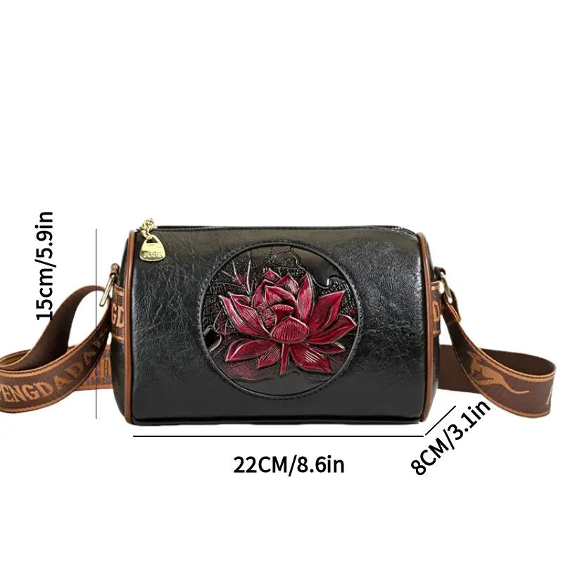 Women's Soft Leather Printed Handbag – Casual Shoulder and Crossbody Tote Bag