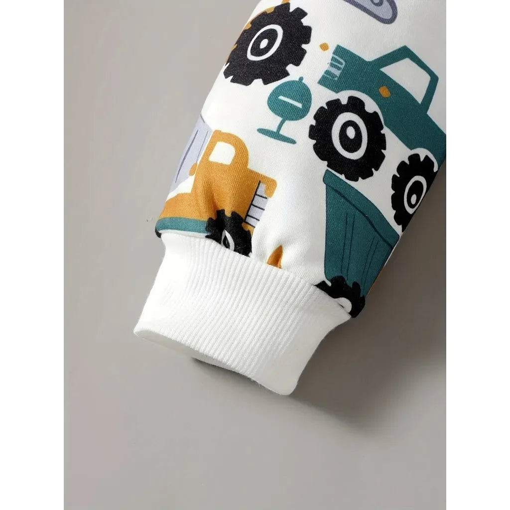 Toddler Boys’ Car Print Sweatshirt – Long-Sleeve Casual Top