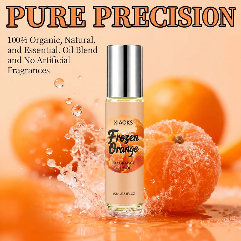 Women's Orange-Scented Roll-On Perfume, Elegant Citrus Fragrance, Light and Natural Scent, Unique and Refreshing, Increases the Attention from the Opposite Sex. Selected Perfume Ingredients, Alcohol-Free, Mild and Non-Irritat