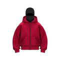 Unisex Gothic Double Hooded Sweatshirt – Y2K Harajuku Style Zip-Up Hoodie with Balaclava Mask