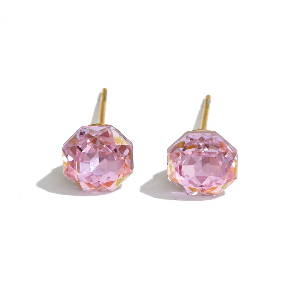 Yhpup Multicolor Crystal Stud Earrings – Round Shiny Earrings for Women