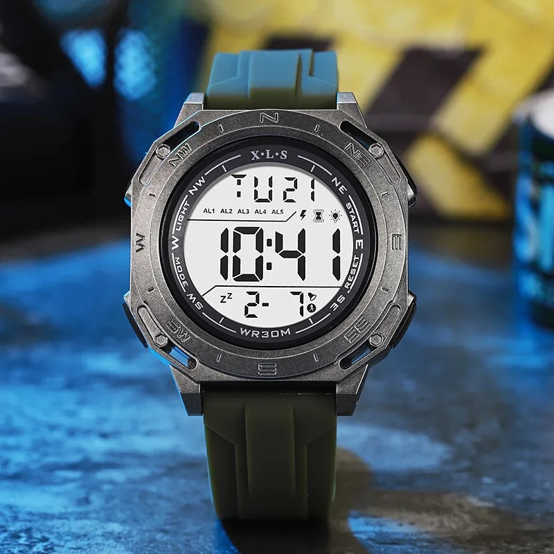 Electronic Sports Watch for Men Children Teen Luminous Waterproof Digital Wristwatch Stopwatch Date Alarm Clock Silicone Strap