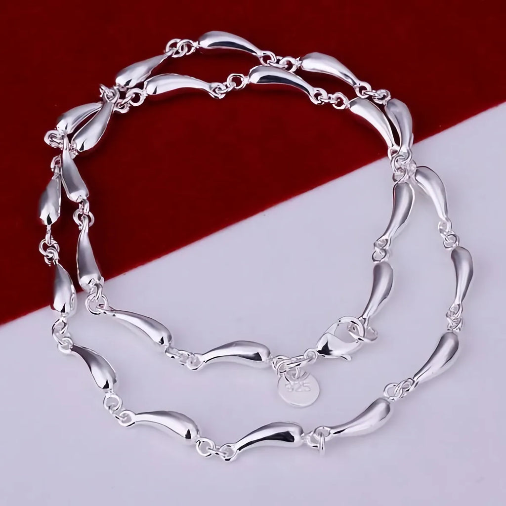 925 Sterling Silver Teardrop Jewelry Set – Necklace, Earrings & Bracelet for Women