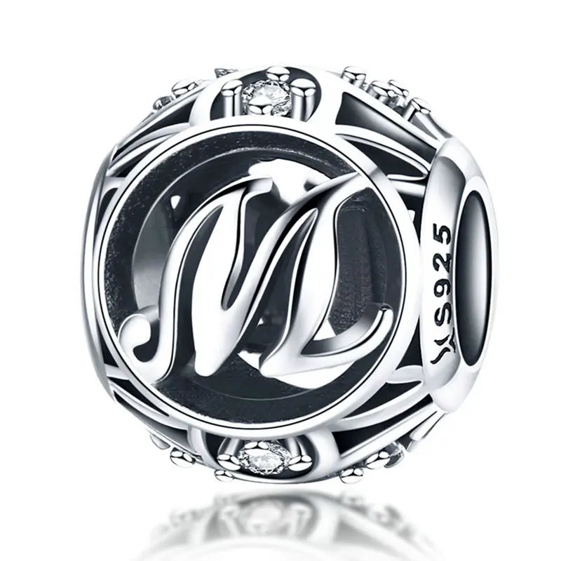 925 Sterling Silver Alphabet Charms A–Z – Letter Beads for DIY Bracelets