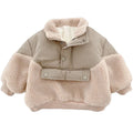 0-6Yrs Children Girls Laml Wool Stitching Coat Warm Autumn Girls Plus Velvet Jackets Winter Kids Clothing Outfits