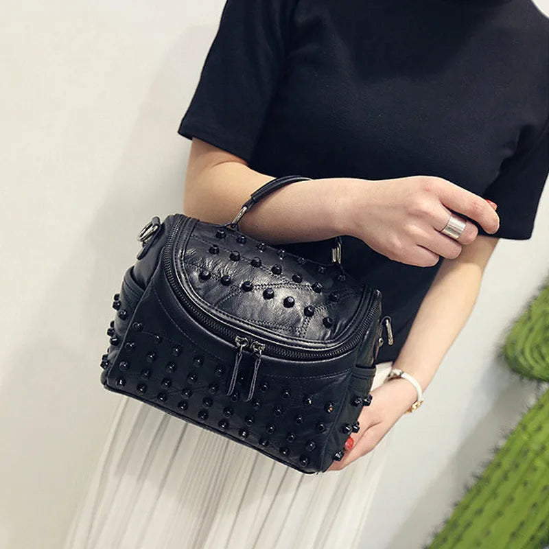 Women's Genuine Sheepskin Leather Shoulder Bag – Luxury Messenger Handbag