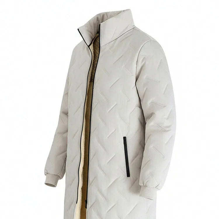 Men's Mid-Length Quilted Winter Parka – Thick Fleece-Lined Padded Coat