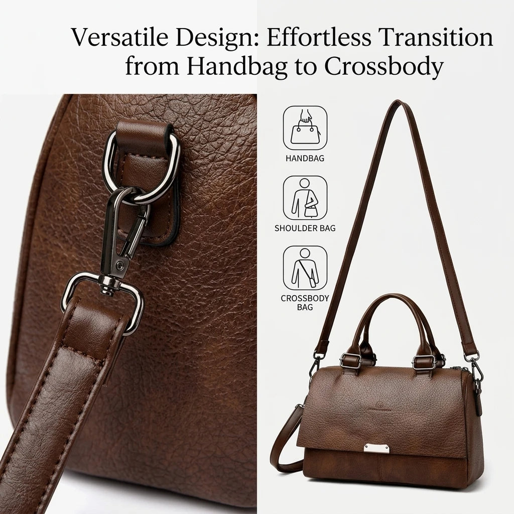 Handbag for Women Vintage Soft PU Leather Shoulder Bag Retro Medium Crossbody Satchel