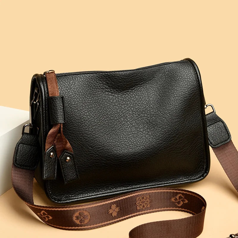 Women's Genuine Cowhide Leather Tote Bag – Luxury Soft Leather Shoulder and Crossbody Handbag