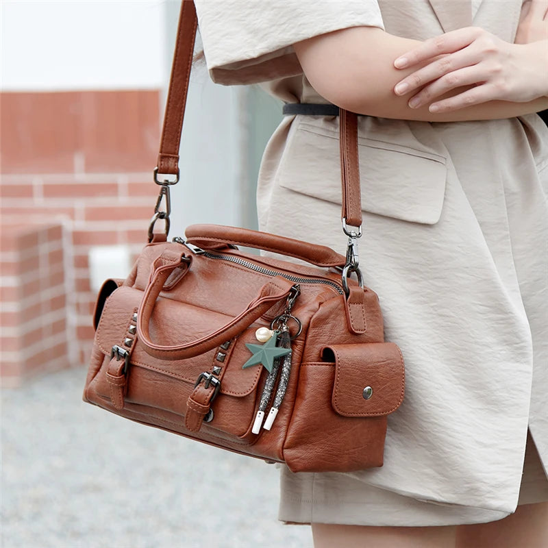 Women's Faux Leather Tote Bag – Stylish Crossbody Shoulder Handbag