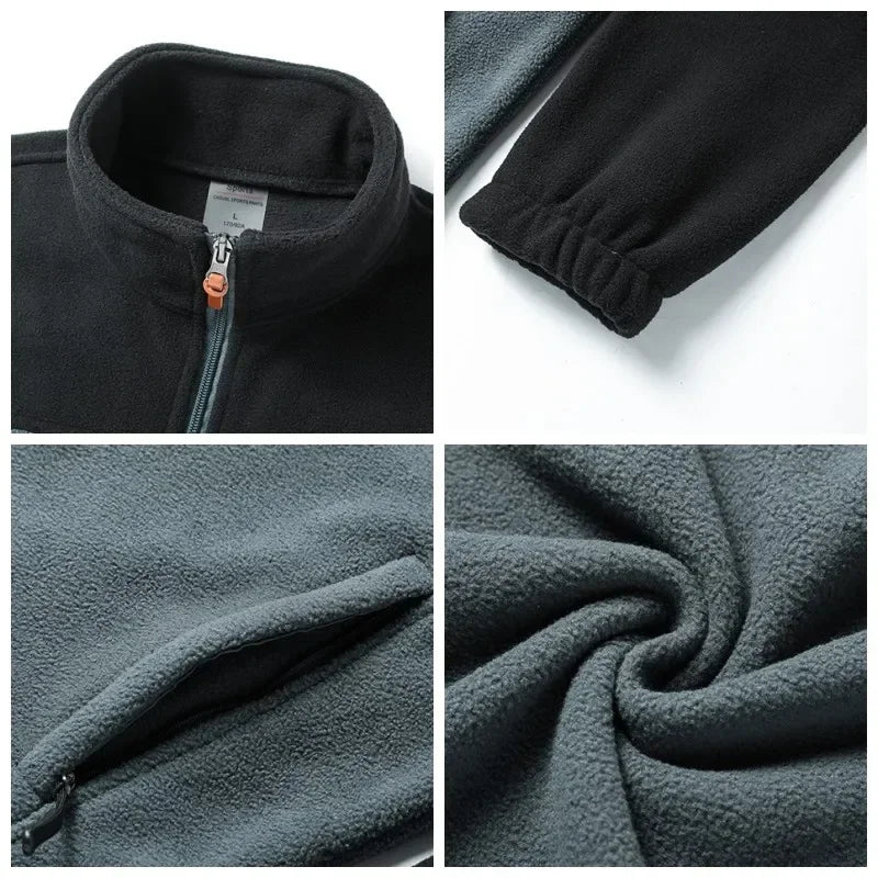 Men's Fleece Zip-Up Jacket – Warm Outdoor Hiking Coat, Windproof Plus Size up to 9XL