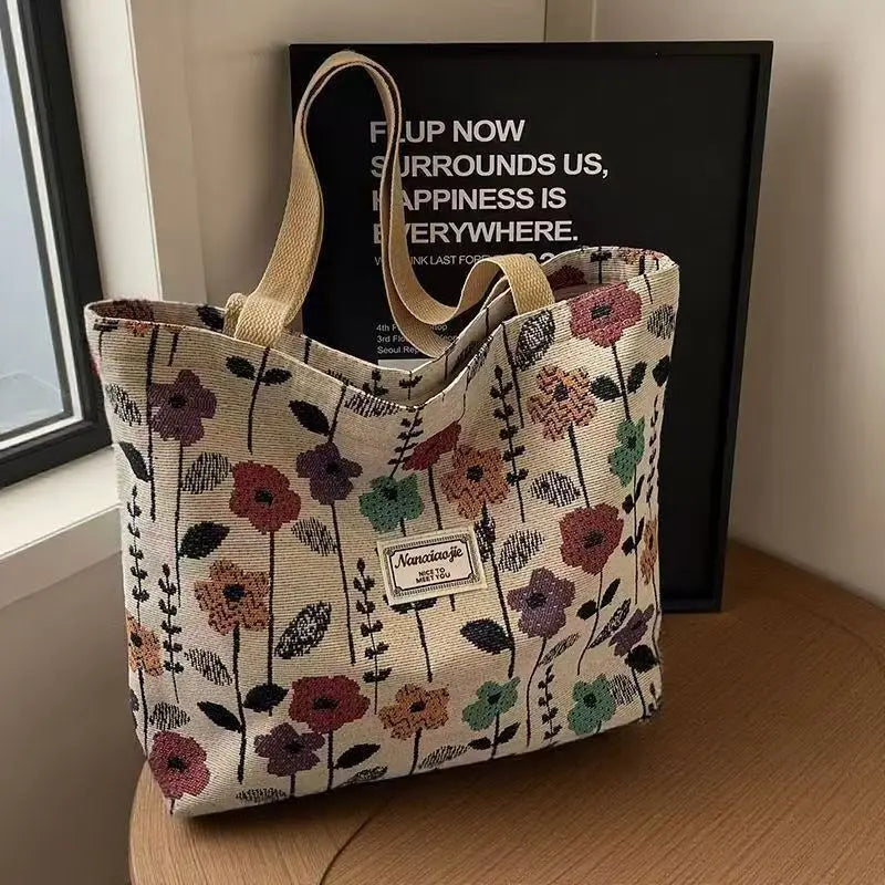Women's Canvas Tote Bag – Large-Capacity Shoulder Bag for Shopping, Work and School