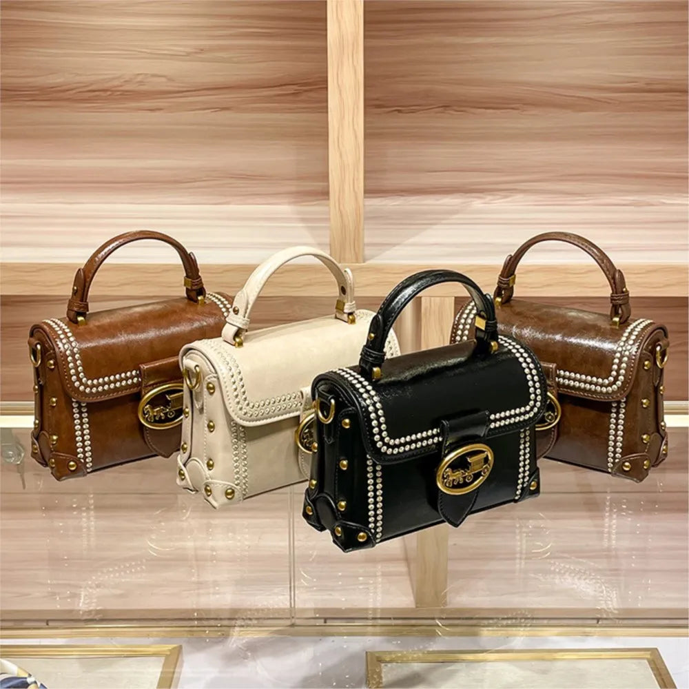 Women's handbag 2025 new autumn and winter high-end retro wide shoulder strap fashionable single shoulder crossbody bag