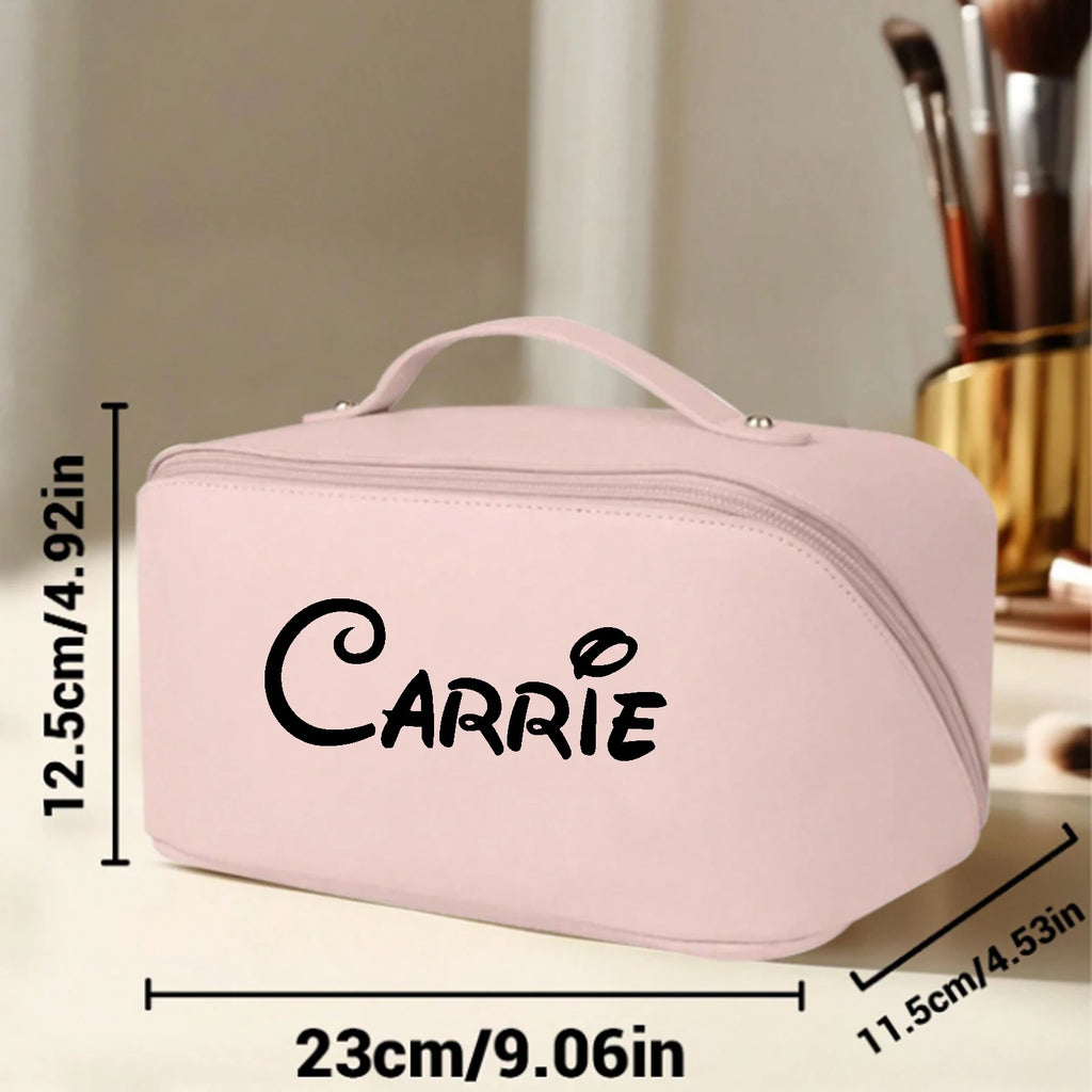 Personalized Cosmetic Bag for Women, Portable Faux Leather Makeup Pouch, Waterproof Bathroom Washbag with Name, Gift for Bridesm