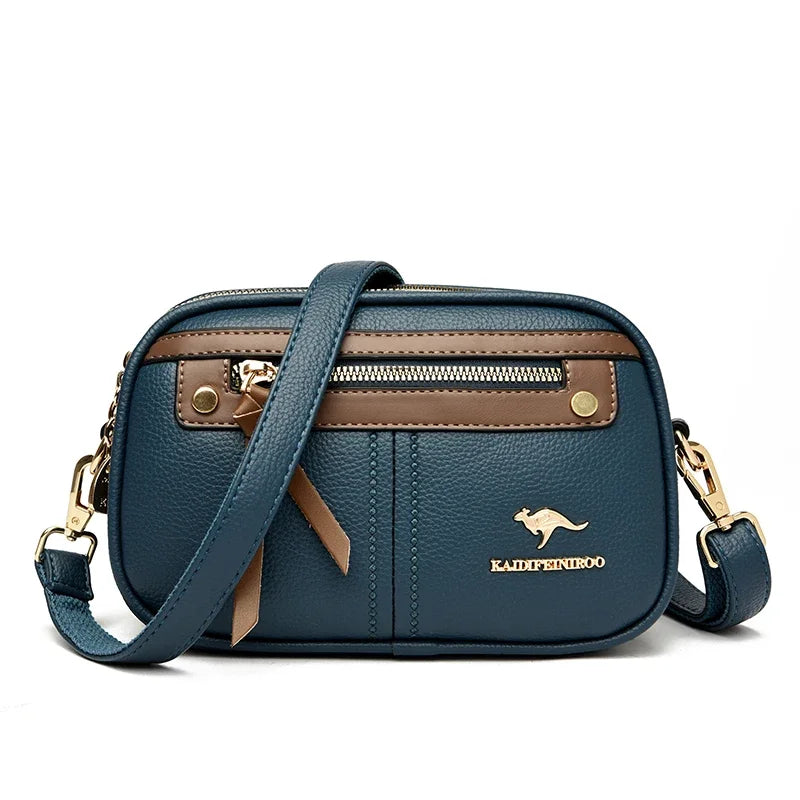 Women's Luxury Leather Shoulder Bag – Three-Layer Designer Handbag