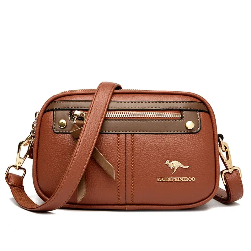 Women's Luxury Leather Shoulder Bag – Three-Layer Designer Handbag