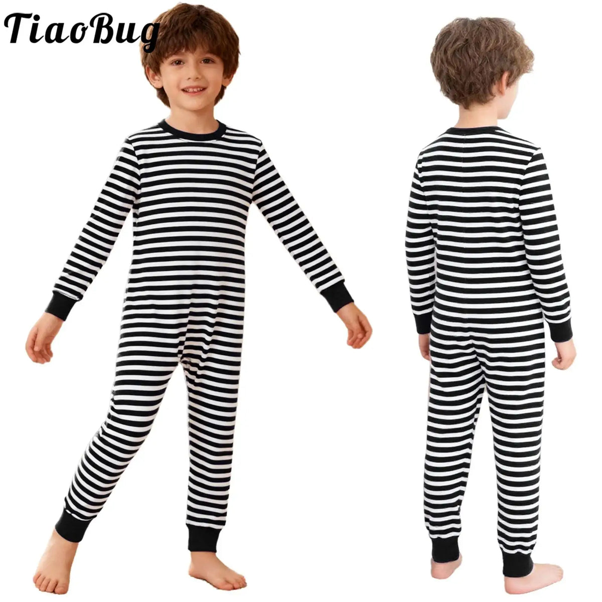 Children Special Needs Adaptive Clothing Long Sleeve Anti-Strip Back Zipper Striped Rompers Boys Girls Wearing All Day Jumpsuit