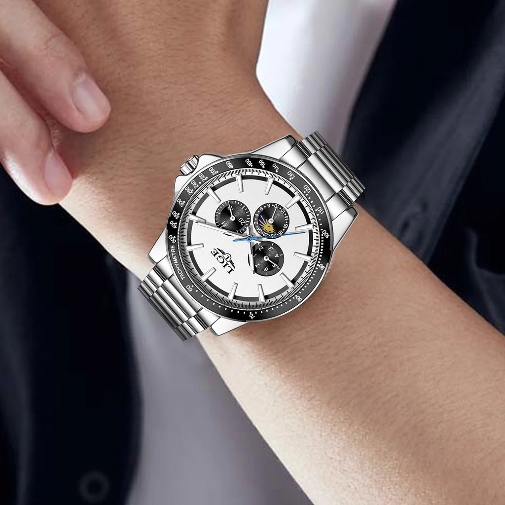 LIGE Men Luxury Business Watches Quartz Watch Luminous Calendar Moon phase Man Watch gifts for man reloj Montre pour hommes
