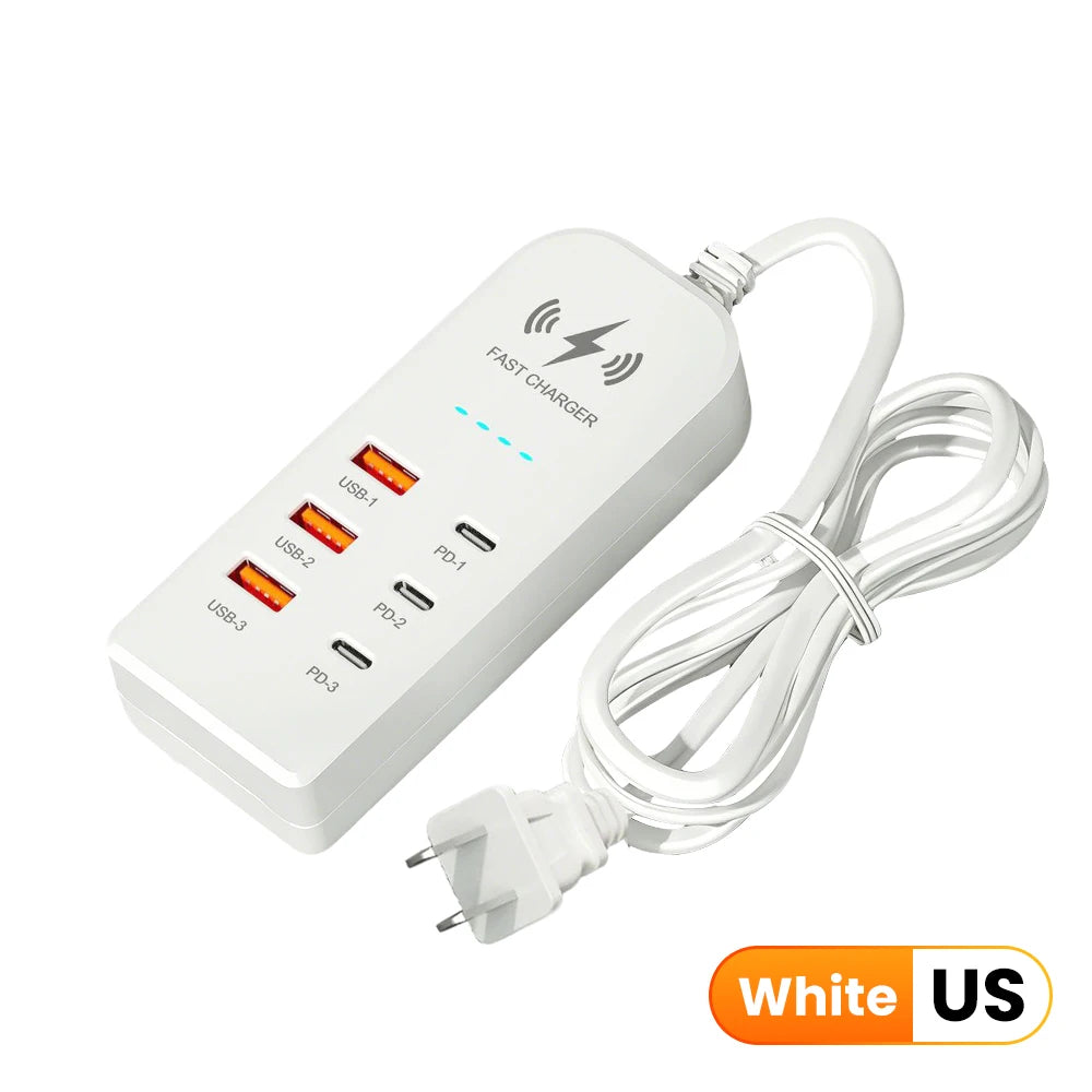 3USB 3Type C Charger Power Strip Universal Fast Charging EU/US Plug Phone Charger Adapter Electric Socket Extension Cable Socket