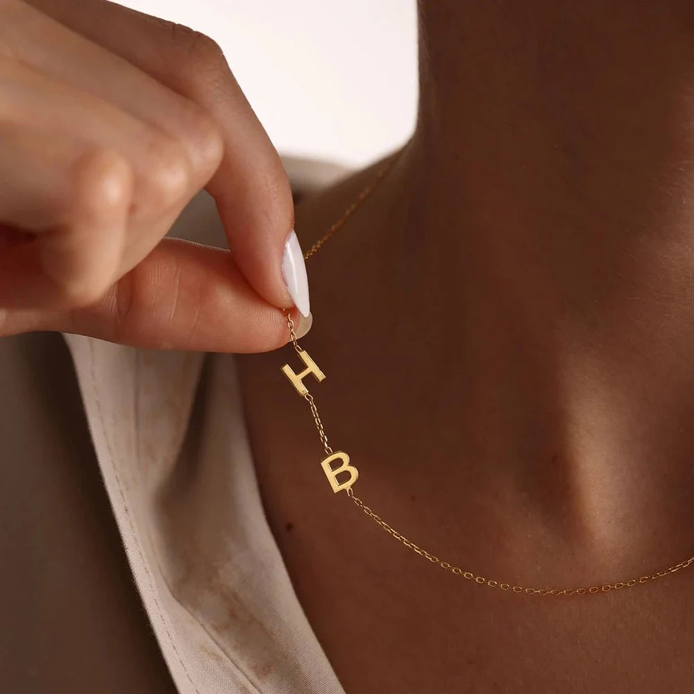Personalized Name Necklace for Women – Custom Letter Pendant Gold-Tone Choker