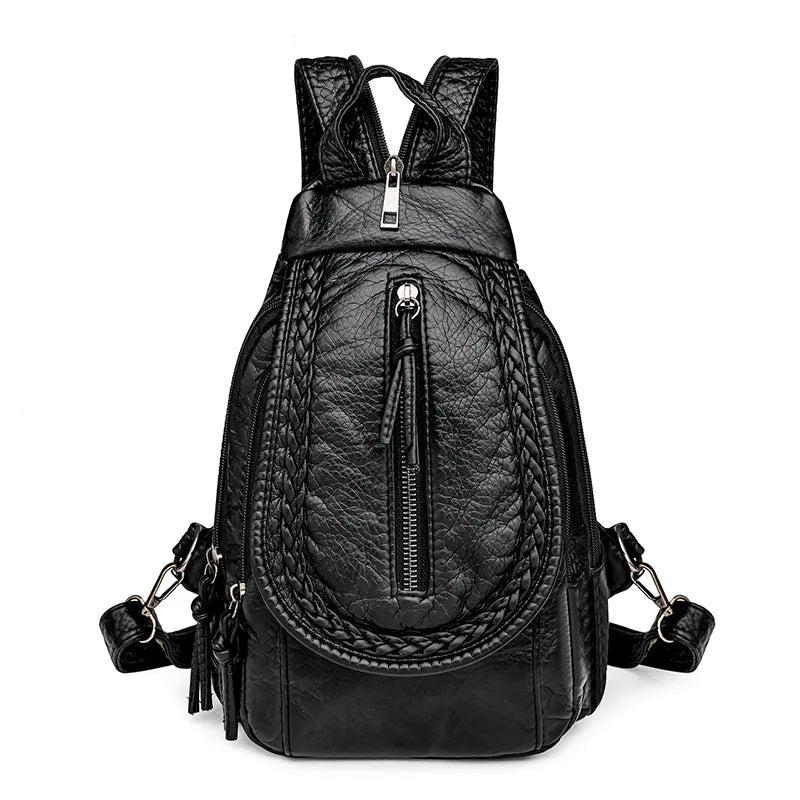 Women PU Leather Backpacks Small Travel Bag Female Soft Leather Bagpack Ladies Embroidery Backpack