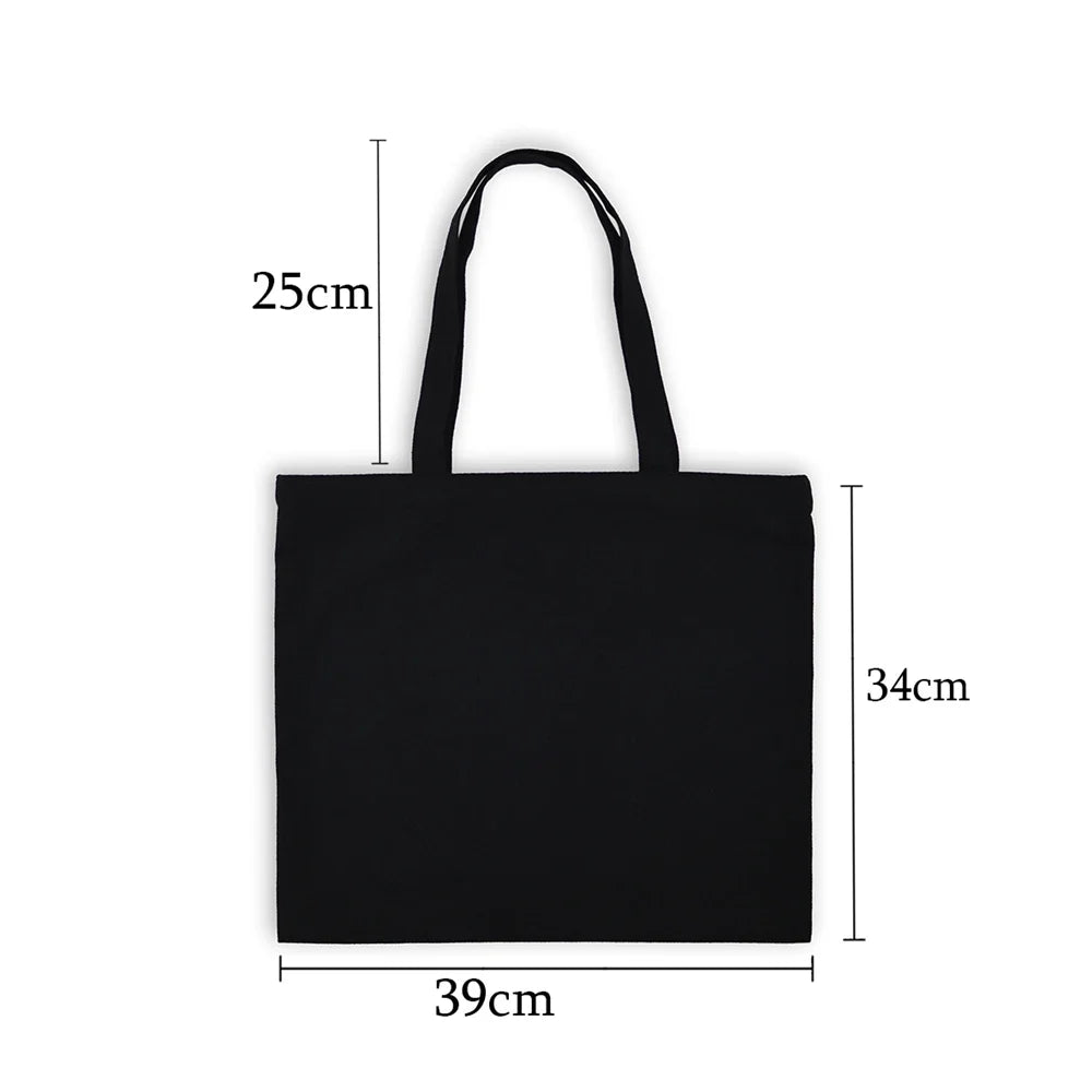 Fashion Custom Bags with Zippered Shopping Tote Bag for Women Eco Reusable Canvas Bags Black White Beige