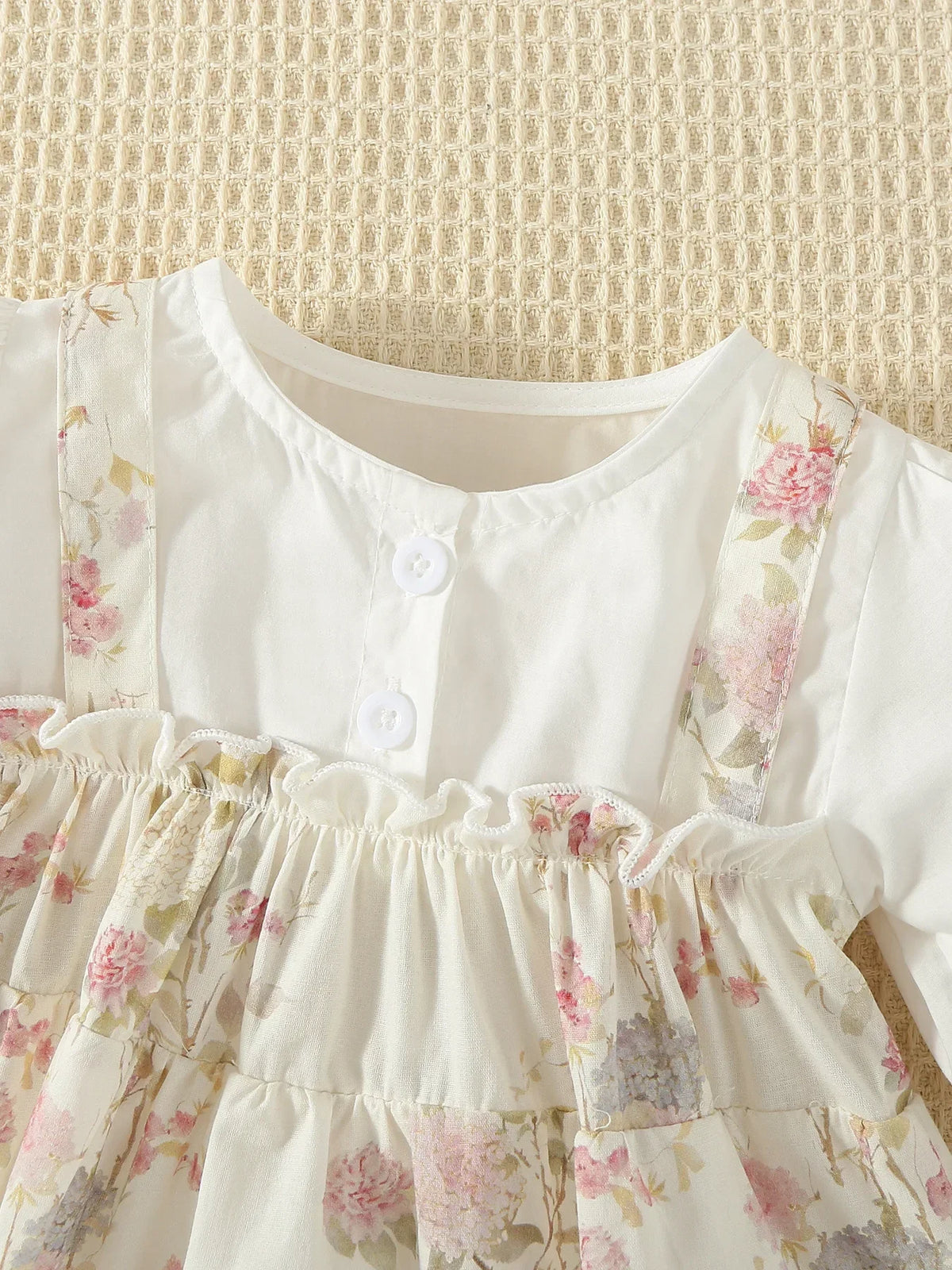 Spring Toddler Romper Clothing 0-2Y New Baby Girls Bodysuit Floral Long Sleeve Dress with Lace Hat Sibling Matching Outfits