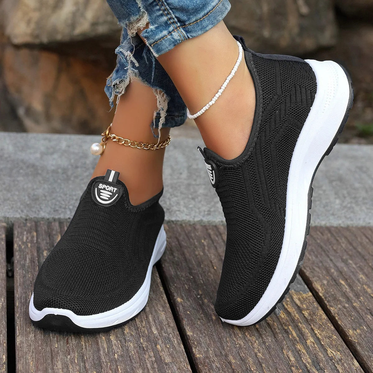 Women's Sneaker Slip On Women Sneakers Breather White Shoes Women Casual Sneaker Sports Shoes Comfortable Vulcanize Shoes Female