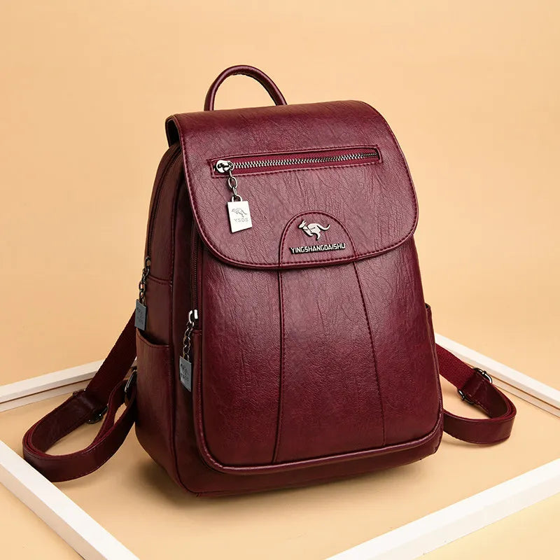 Women's Soft Leather Backpack – Vintage Casual Travel and Everyday Bag