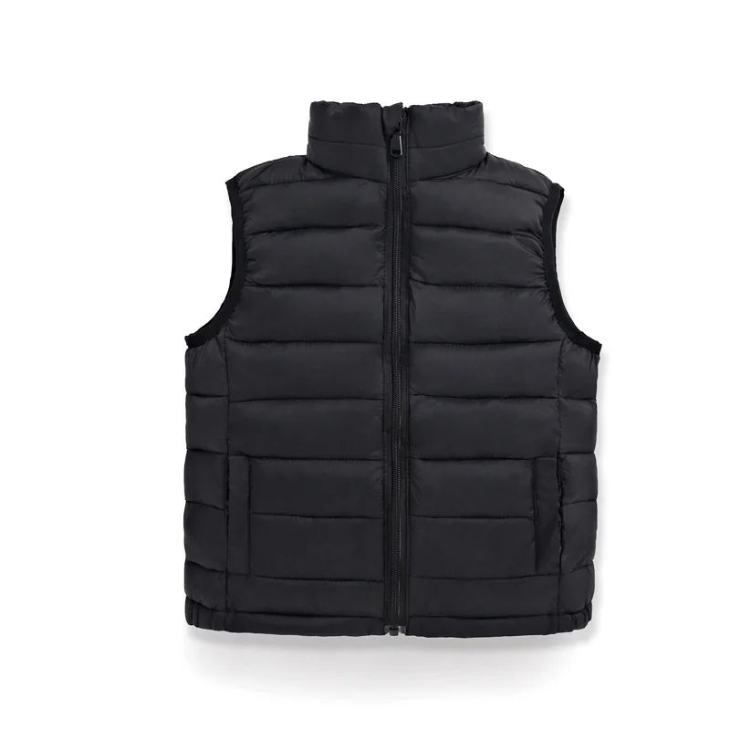 Boys Girls Autumn Down Vest Kids Lightweight Winter Warm Waistcoats Children's Solid Color Sleeveless Jackets Teenager Clothing