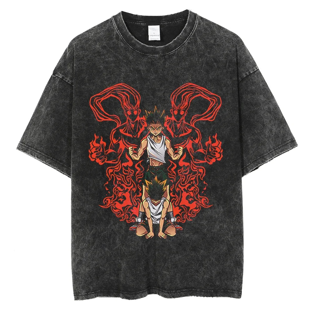 Hunter x Hunter Kurapika Graphic T-Shirt – Unisex Washed Cotton Short Sleeve Streetwear Tee