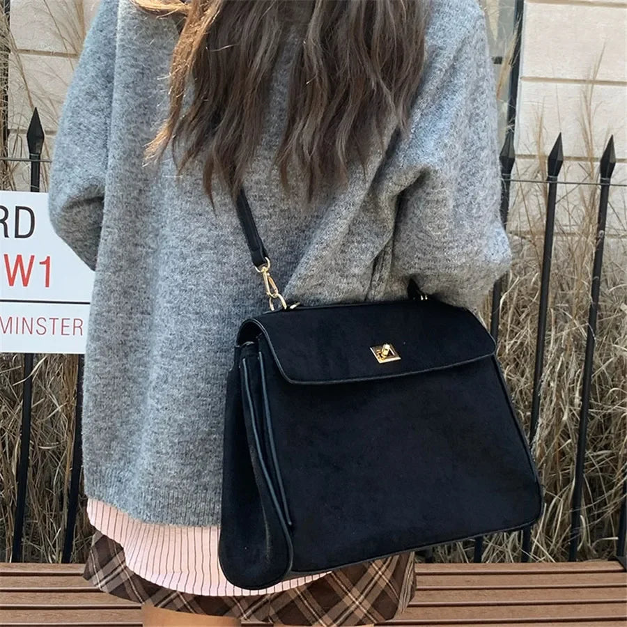 Women's Faux Suede Shoulder Bag – Large-Capacity Winter Tote Handbag