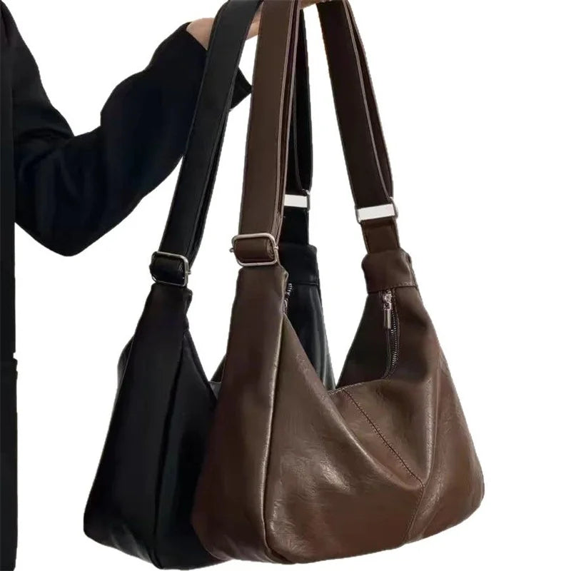 Women's Soft PU Leather Tote Bag – Simple Large-Capacity Shoulder Handbag