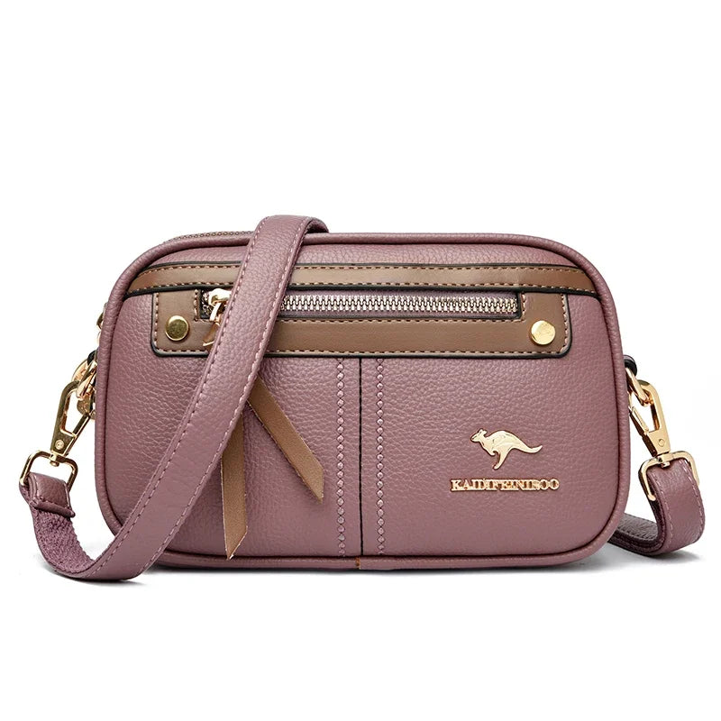 Women's Luxury Leather Shoulder Bag – Three-Layer Designer Handbag