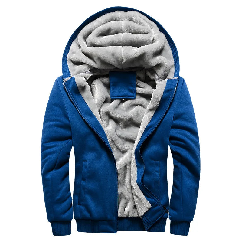 Men's Fleece-Lined Zip-Up Hoodie – Thick Warm Winter Sweatshirt Jacket, Sizes M–5XL
